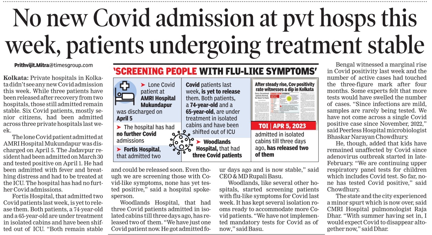 No new Covid admission at pvt hosps this week, patients undergoing treatment stable